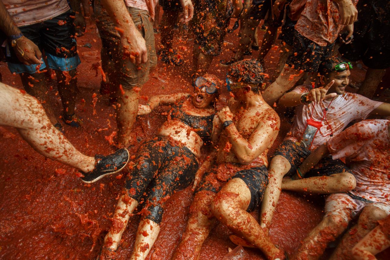 Tomatoes fly at the annual Tomatina Festival