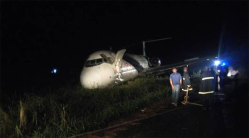 49 escape death as Dana plane overshoots runway