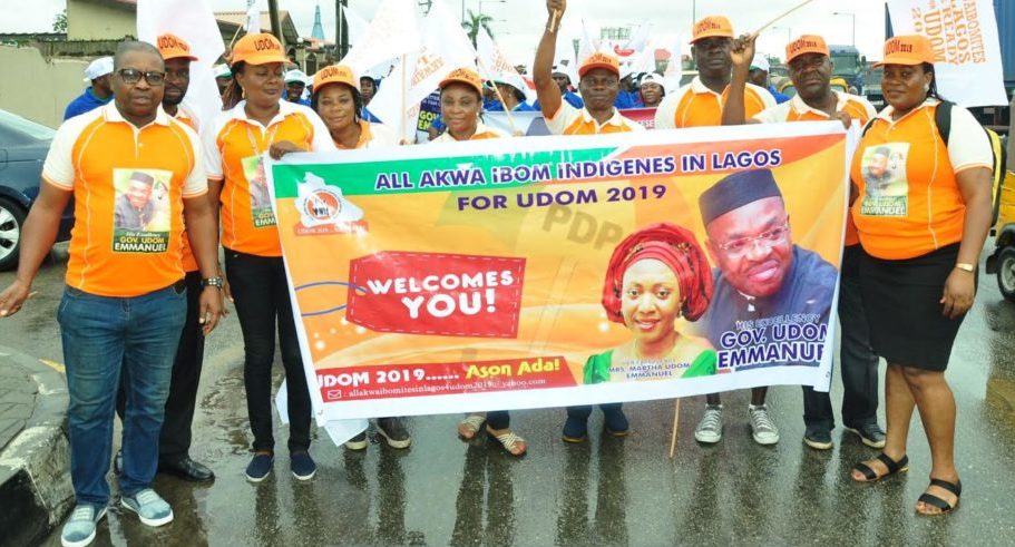 PHOTOS OF THE DAY: Akwa Ibom indigenes in Lagos support Governor Udom Emmanuel for second term