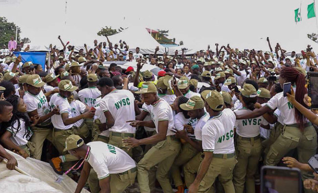 PHOTOS OF THE DAY: NYSC: Chaos as Davido is sworn in
