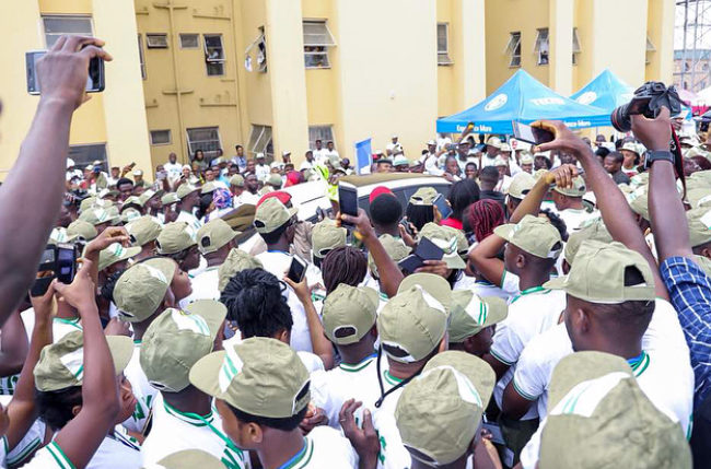 PHOTOS OF THE DAY: NYSC: Chaos as Davido is sworn in