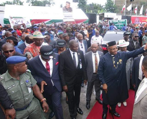 PHOTOS OF THE DAY: A’Ibom governor, Emmanuel, submits nomination form at PDP office