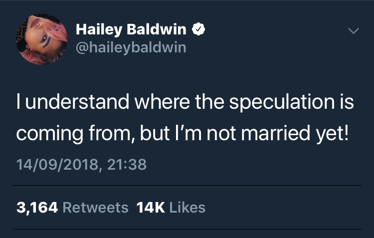 Hailey Baldwin denies being married to Justin Bieber
