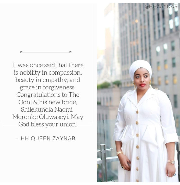 Ooni of Ife’s Ex-wife, Zaynab Forgives him, Congratulates him and his new wife