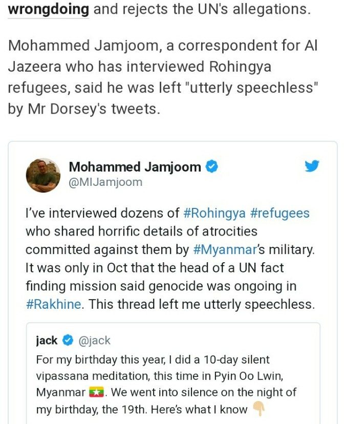 Twitter CEO Jack Dorsey criticised for 'tone deaf' Myanmar tweets