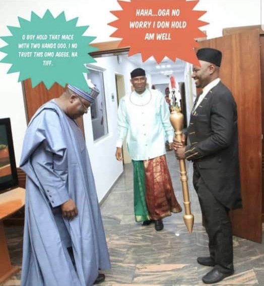 Senator Dino Malaye Trolls Senator Omo-Agege, Calls Him a Mace Thief