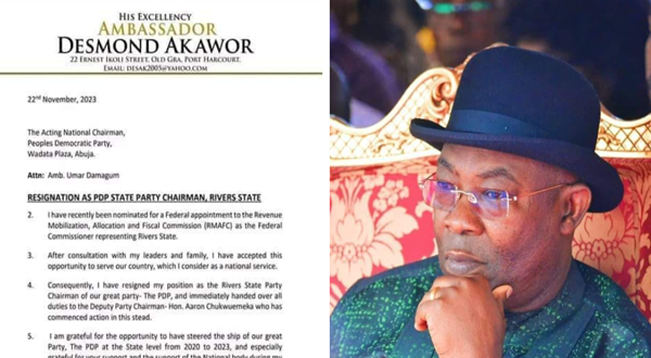 BREAKING: Rivers PDP chairman Akawor Resigns, Joins Tinubu’s Govt