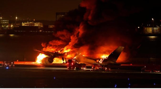 Breaking: Plane With Nearly 400 People On Board Bursts Into Flames After Collision