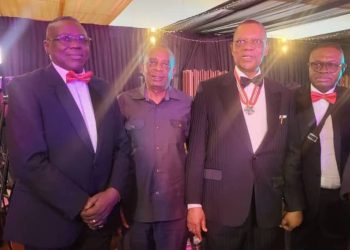 Alt="From left to right: General Ifiok Obot (Rtd), Prof Joseph Essien President HOFACO OBA, Atuekong Don Etiebet the celebrant and Barr Emmanuel Umoren"