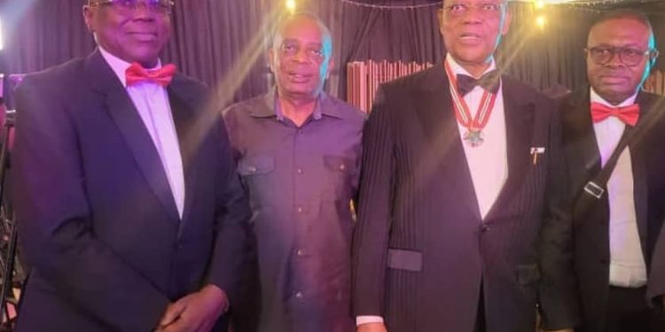 Alt="From left to right: General Ifiok Obot (Rtd), Prof Joseph Essien President HOFACO OBA, Atuekong Don Etiebet the celebrant and Barr Emmanuel Umoren"