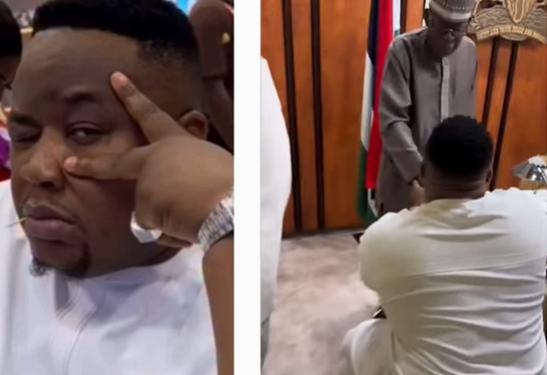 ‘My Desire For You Is More Than I Can Explain’ – Cubana Chief Priest Kneels As He Meets Tinubu