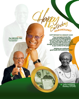 Lady Otong Felicitates Governor Umo Eno at 62, Commends Leadership Qualities, Unity Efforts