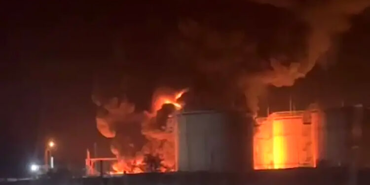 Ukraine sets Russian refinery ablaze in fresh drone attack